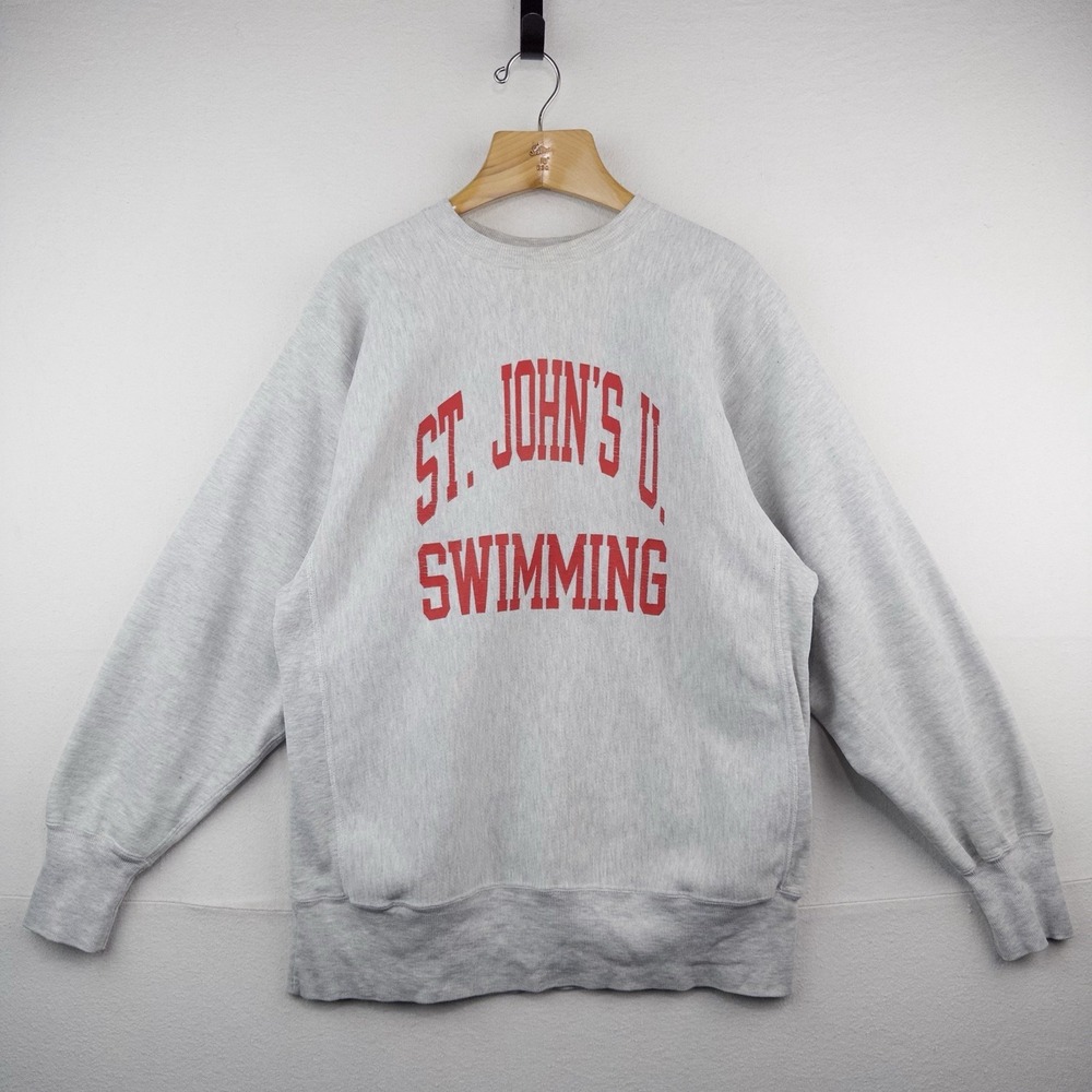 90's Vtg Champion Reverse Weave St John's University Swimming Sweatshirt Mens XL